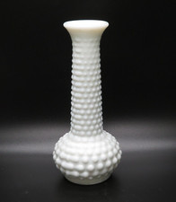 Vintage EO Brody White Hobnail Milk Glass Bud Vase 7.5"Tall - Made in the USA