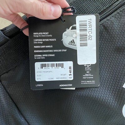 Adidas Defense 2 Medium Sized Duffle Bag Black White Cross Body