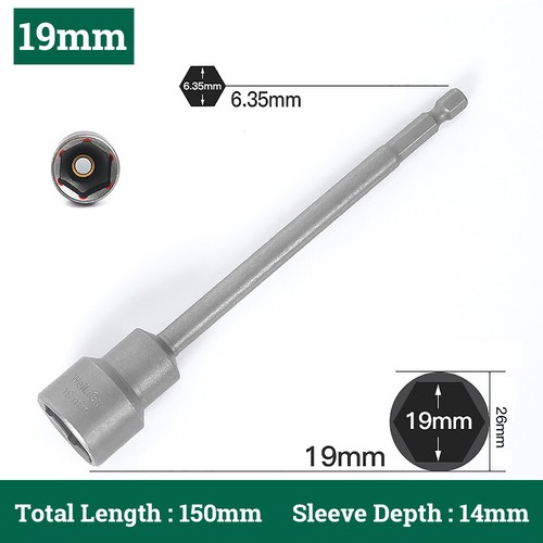 150mm Hex Magnetic Tech Screw Driver 1/4" Tek Bit Nut Impact Drill 5mm-19mm - Picture 25 of 25