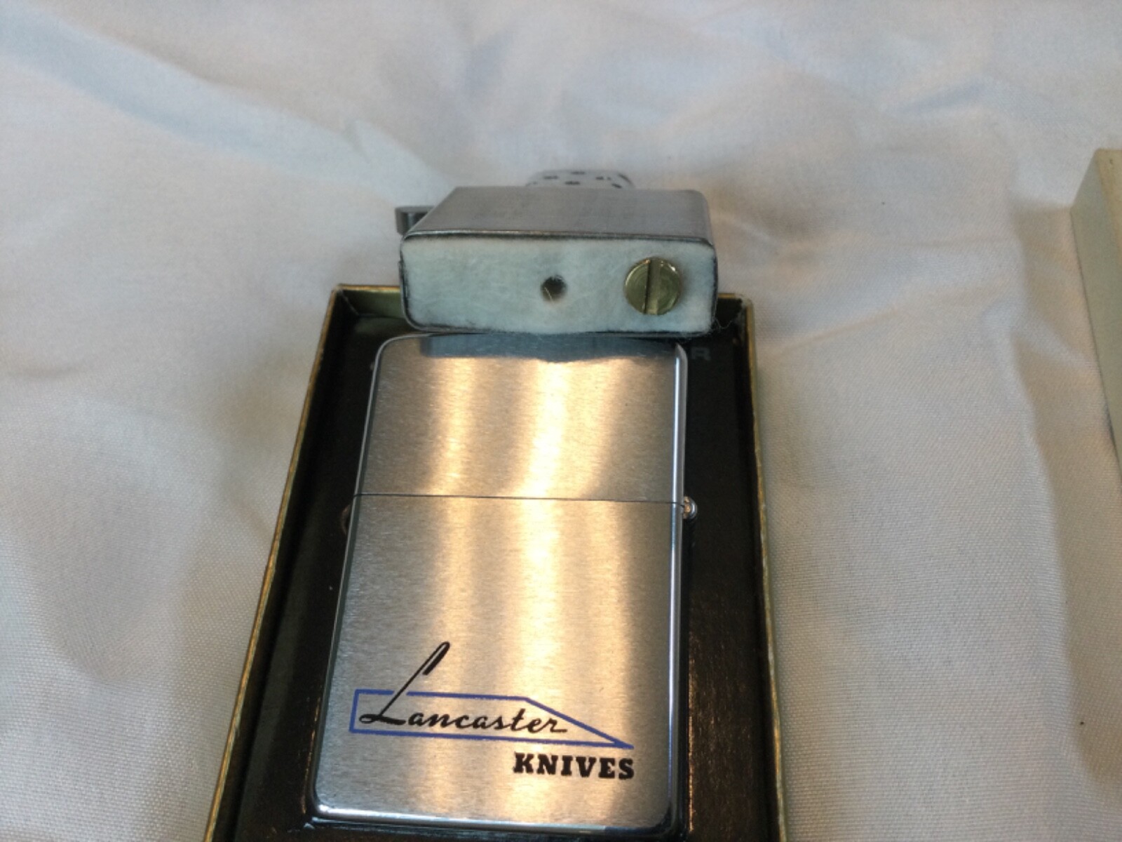 Vintage Zippo 1973 Lighter “Lancaster Knives” EXC IN BOX! eBay