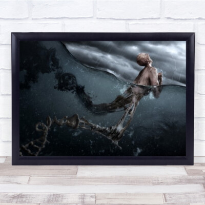 Life Creation Apparition Skelett Mann im Meer Wandkunstdruck