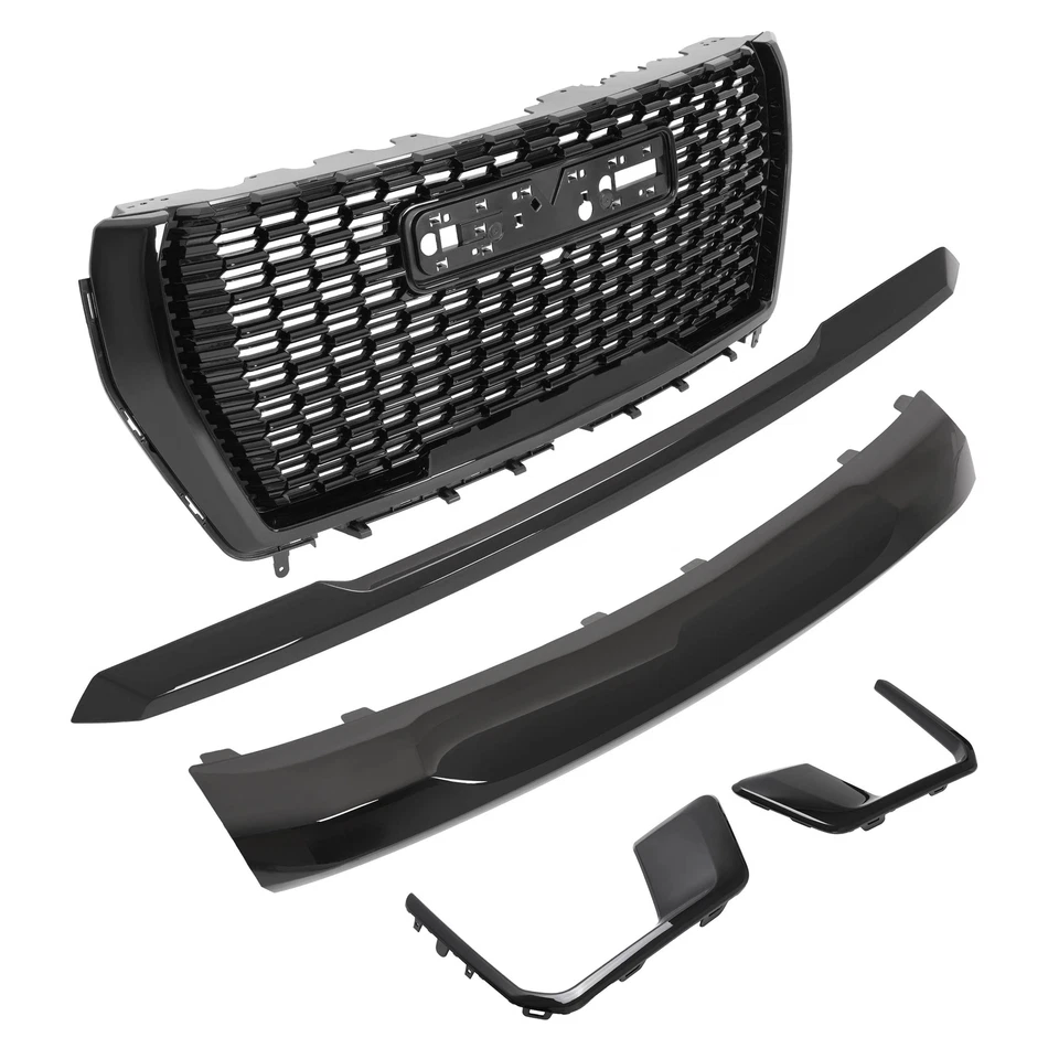 Juego de 5 piezas de molduras de capó de rejilla delantera para GMC Yukon/XL Denali 21-24 negro Foto 2 de 4