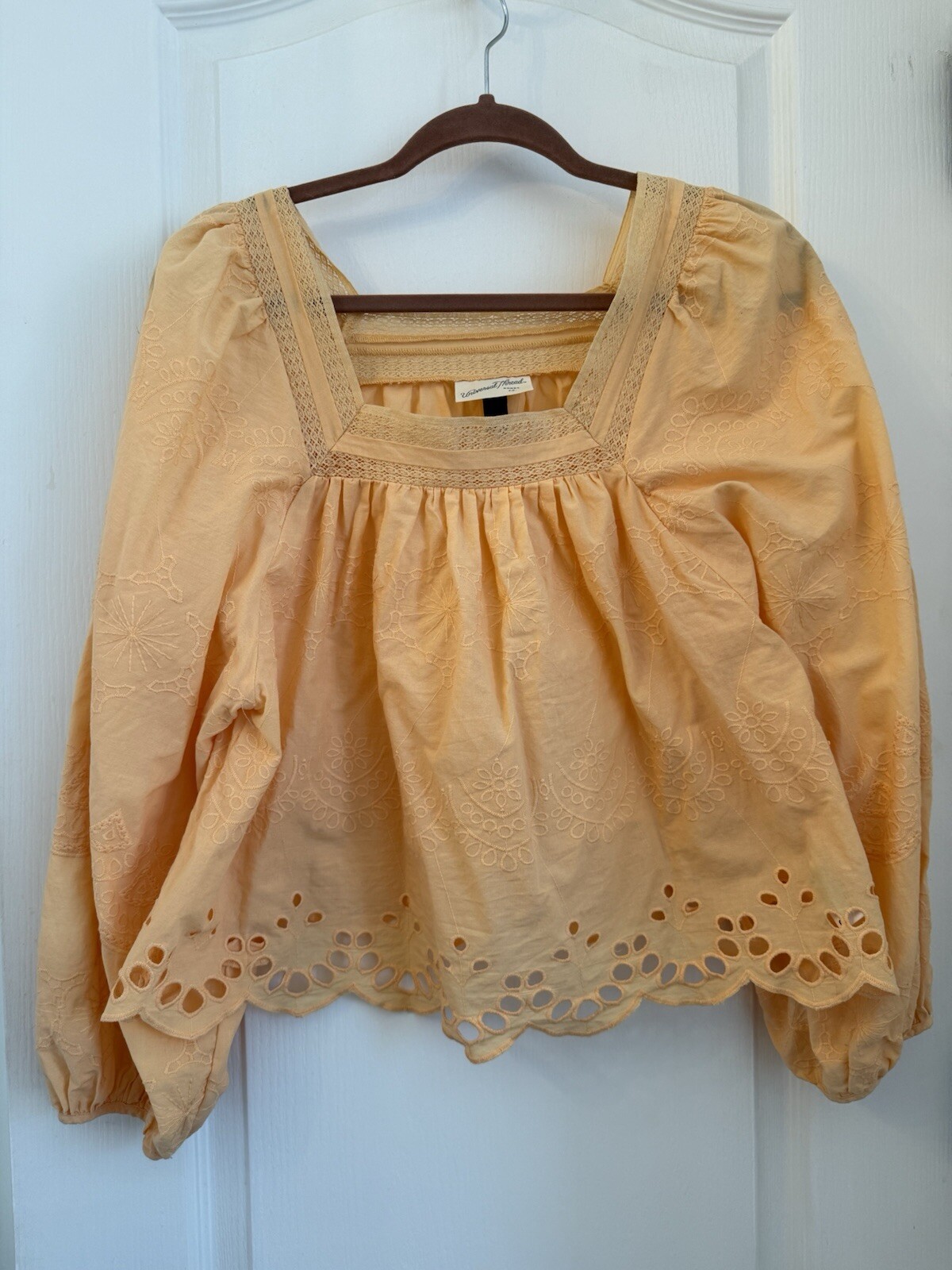 Universal Thread Cropped Eyelet Top Cottagecore B… - image 1