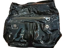  Marc by Marc Jacobs Large Black Patent  Cow Leather Hobo