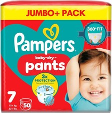Pampers Baby-Dry Nappy Pants Size 7, Fit to Help Prevent Gaps and Leaks