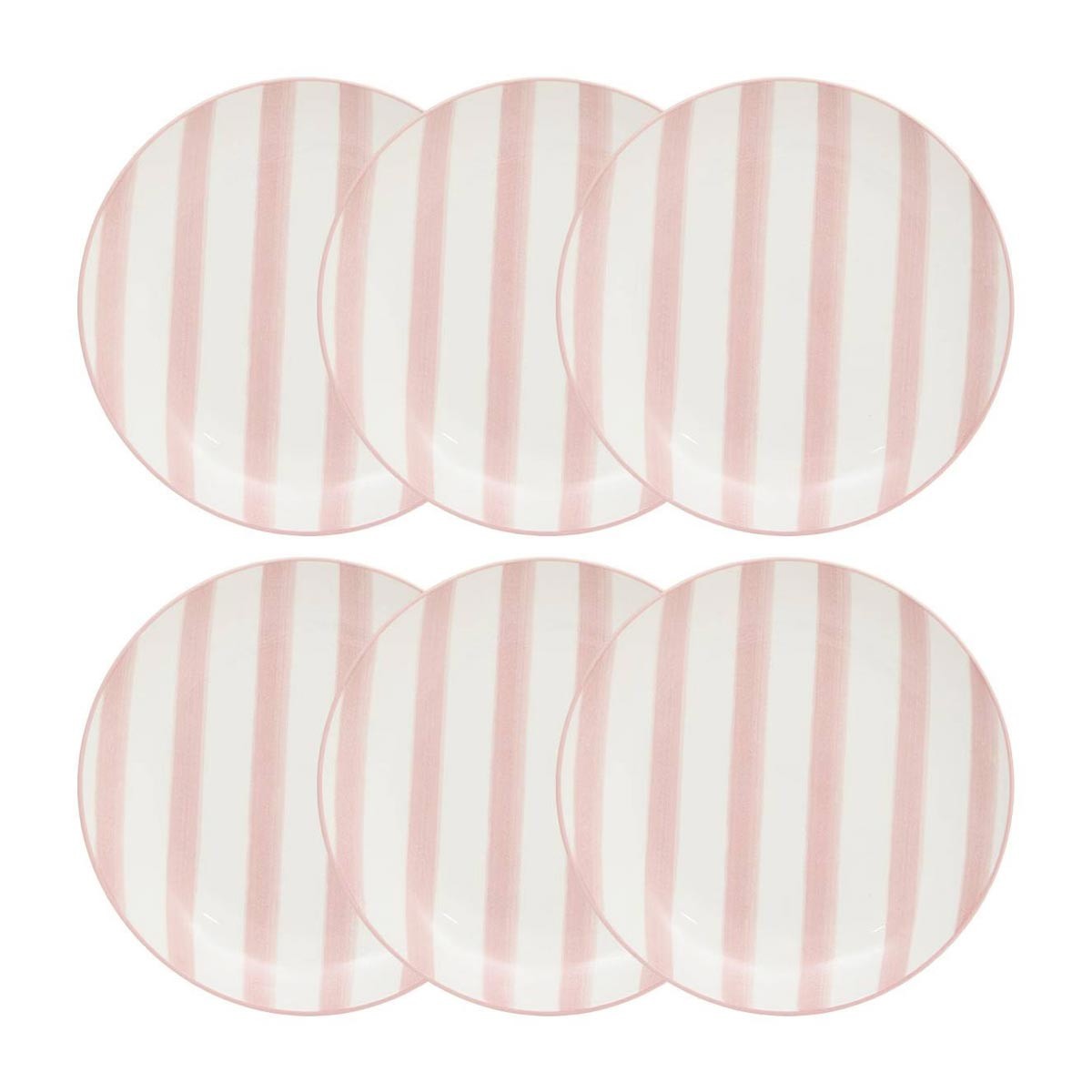 Lot 6 assiettes à dessert 19cm rose Charlie service table grès