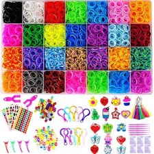 Loom Bands Set Craft Kit with Beads, S-Clips, Charms for Bracelet Making