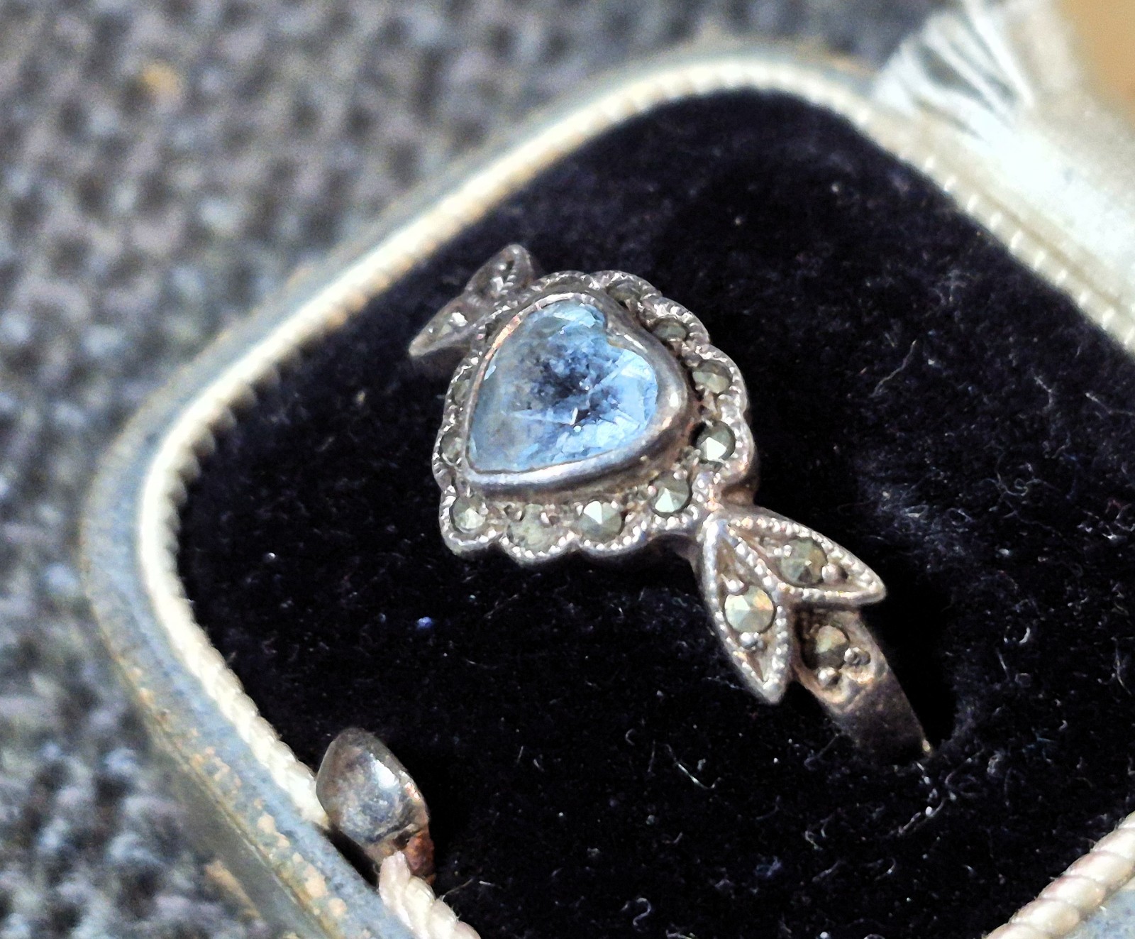 EXQUISITE Vintage Antique Solid SILVER Aquamarine… - image 3