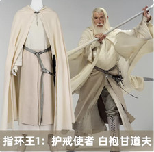 LOTR Gandalf White Costume The Lord of the Rings Wizard Outfit Cosplay Suit