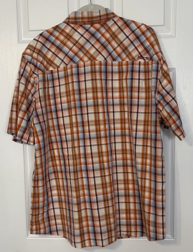 Marmot Men’s Shirt Size XL Orange Plaid Short Sleeve Pockets Hiking Outdoor - Bild 2 von 10