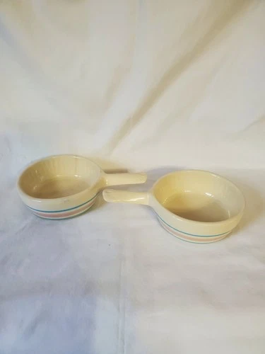 McCoy Pottery Pink and Blue Striped Bowls Set of 2 Vintage