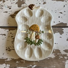 Vintage Mushroom 70&rsquo;s Deviled Egg Plate Signed AM 1978