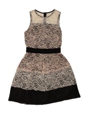 Vintage Womens Lace Sheath Dress UK 8 Small White Floral DE95