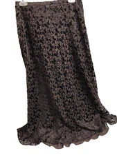 Vtg Ann Taylor Brown Sheer Velveteen Floral Flocked Skirt Fairycore 90s Y2K 10