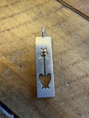 Elis Kauppi Sterling Silver Cat Pendant Kupittan Kulta, Finland