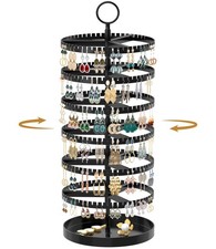 6 Tier Rotating Earring Holder Organizer Display Tree with Metal Tray, Adjust...