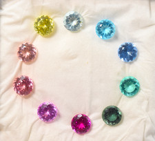 Lab Multi Sapphire Round Brilliant Cut Gemstone Set Lab Corundum Gemstone