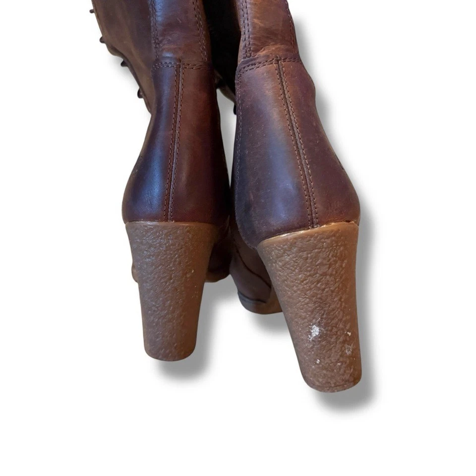 TIMBERLAND Botas de Tacón Alto con Cordones para Mujer Talla 10 Cuero Marrón Otoño Foto 4 de 4