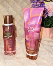 Victoria's Secret Set Love Spell Heat Fragance Mist 8.4 fl oz and Lotion 8 fl oz