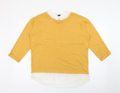 M&Co Damen gelb Kragen Polyester Pullover Pulli Größe 12