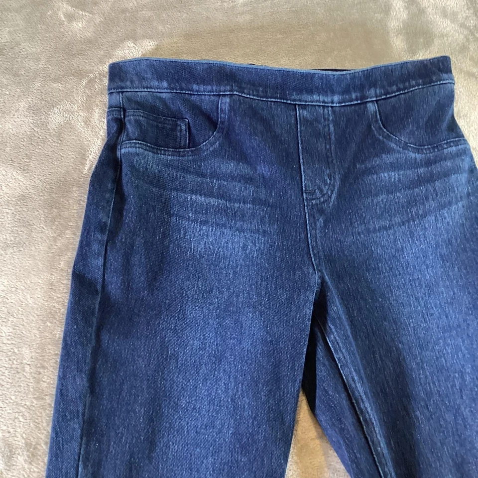 Pantalones de mezclilla Spanx Jeggings para mujer grandes azules oscuros lavados ajustados elásticos Foto 3 de 4