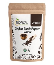 Organic Black Peppercorns Whole 16 oz/1lb, For grinder refill, Authentic Trop...