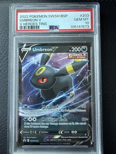 2022 POKEMON SWSH BSP UMBREON V V HEROES TINS #203 PSA GEM MT 10
