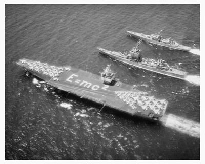 1964 USS Enterprise USS Long Beach USS Bainbridge Nuclear Fleet 8x10 Photo