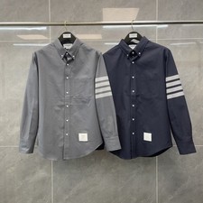 Thom Browne Men/womens Autumn New Classic Striped Lapel Long-sleeved Shirt