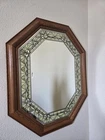 Beautiful Windsor Art Vntg Octagon Mirror Color Etched Stained Glass Look Large