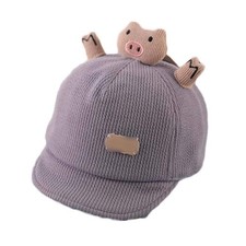 Grey Baby Fall Winter Hat Cute Piggy Cap Boys Girls Baby Baseball Cap Corduroy S