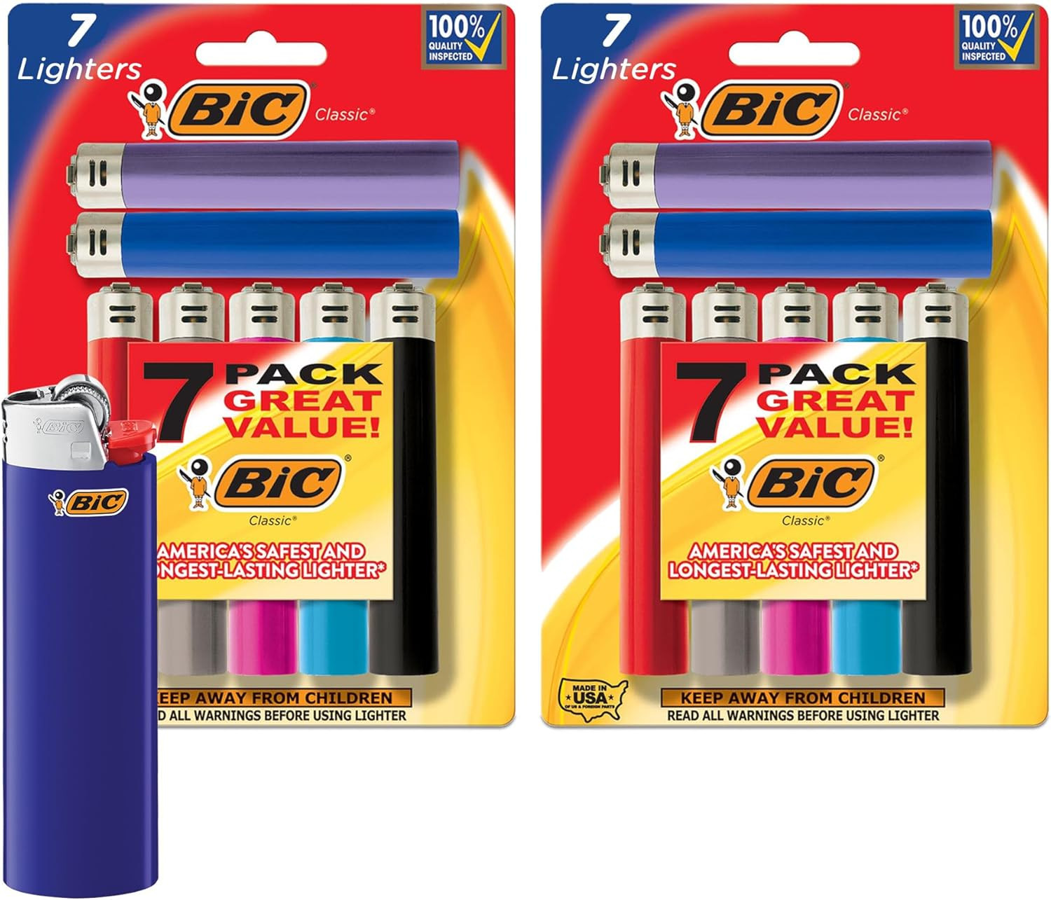 BIC Maxi Pocket Lighter Classic Collection Disposable 14 Pack