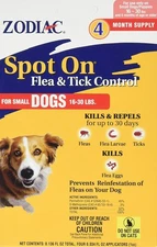 Zodiac Spot On Flea and Tick Control for Small Dogs 16-30 lb 4 Pack