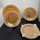 (6) VTG Anchor Hocking Peach Lustre Laurel Rim Fire King Plates 11” Serving Dish