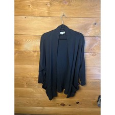 Pact Airplane Wrap Cardigan Black Organic Cotton Women's M/L Pockets Layering