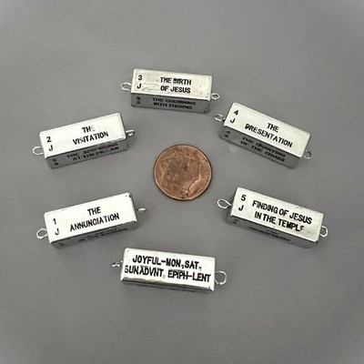 6 pc Mystery BAR Rosary Pater Bead Set / 4 Mysteries Our Father Beads Connector