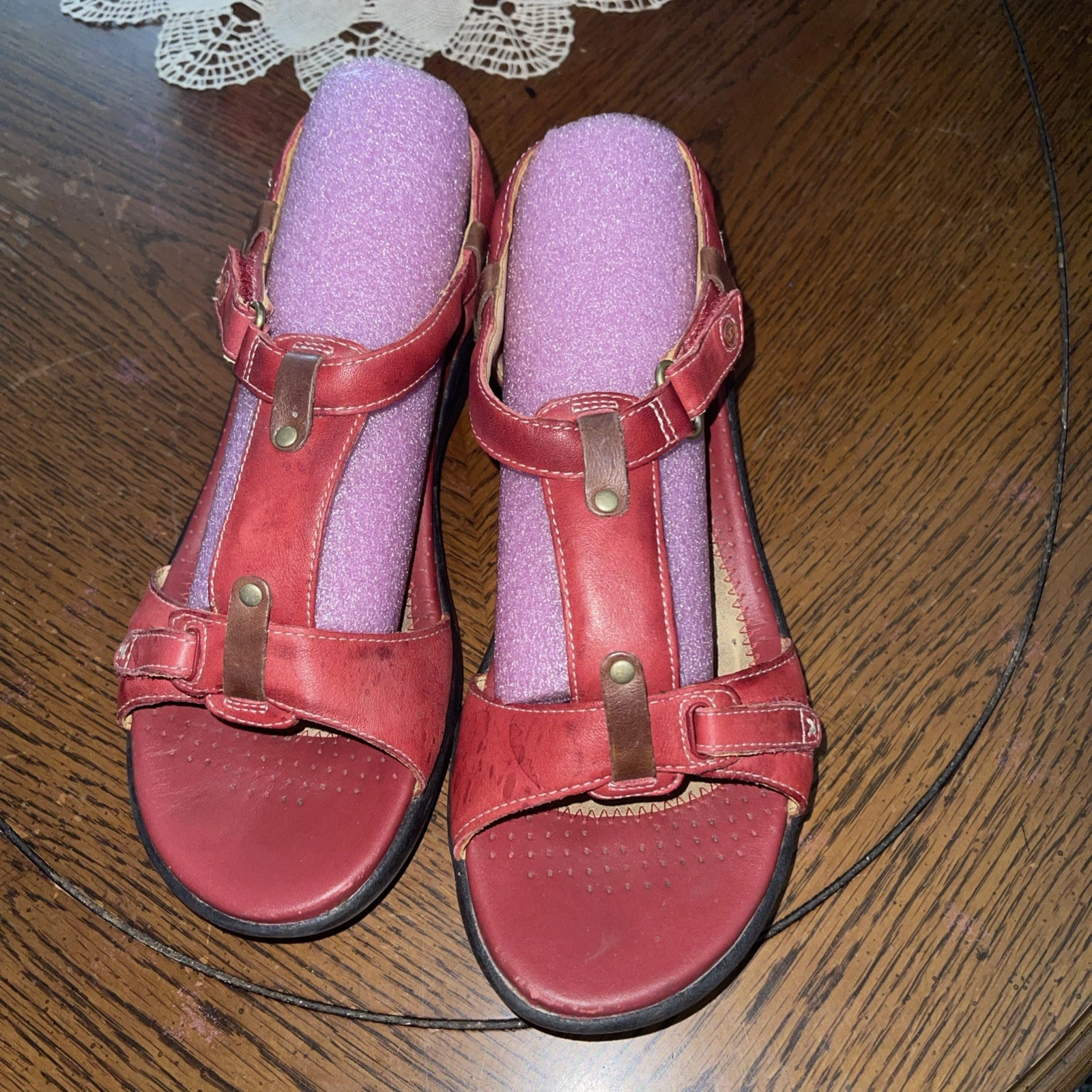 CLARKS Sandali donna Clark’s con cinturino regolabile rosso taglia 7 5