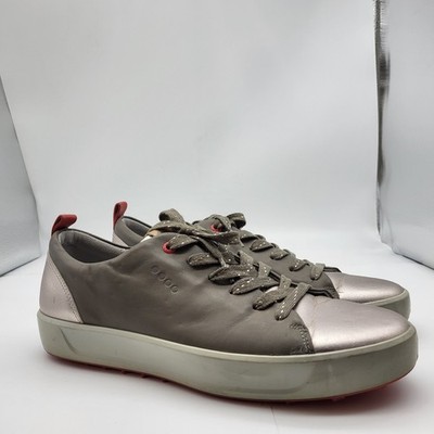 Ecco Womens Hydromax Spikeless golf shoes lace up gray pink leather