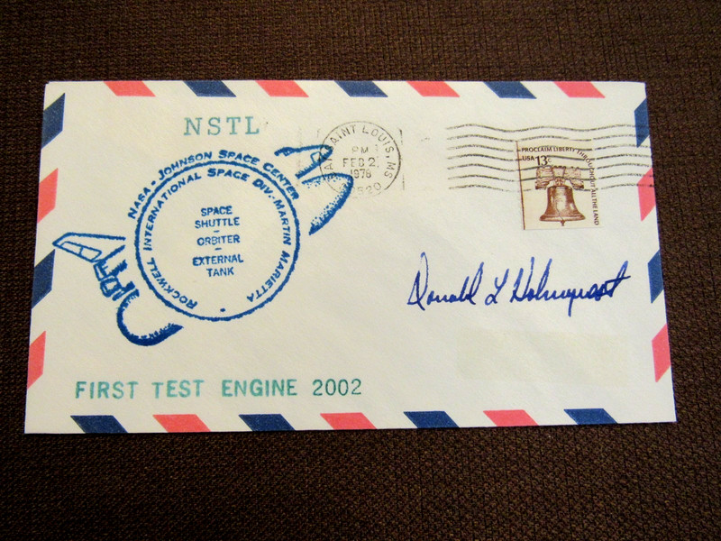 DONALD HOLMQUEST NASA GROUP 6 ASTRONAUT SIGNED 1978 FIRST TEST ENGINE 2002 COVER