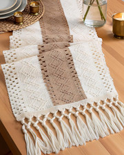 Farmhouse Boho Table Runner 12 X 72 Inch, Brown