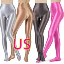 Sexy Womens High Waist Metallic Shiny Tights Yoga Pants Pantyhose Stockings