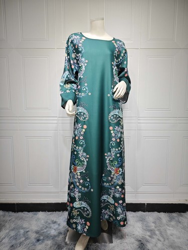 Elegant Women Muslim Kaftan Maxi Dress Dubai Abaya Evening Party Gown Loose Robe - Picture 101 of 242