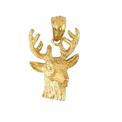 14k Gelbgold Hirsch, Elch Anhänger / Charm, Made in USA