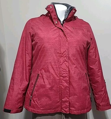  COUNTRY WOMEN'S RADIANCE GARNET/BLACK HOODED RAIN 2 In 1 JACKET SOFT PLUSH SZ L