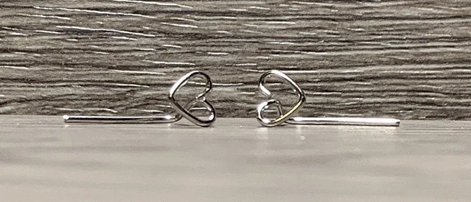 Sterling Silver Minimalist Wire Heart Threader Earrings - Image 4 of 4