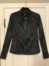 Tek Gear Womens WARMTEK Long Sleeve Half-Zip Top, Gray/Black. Size Small
