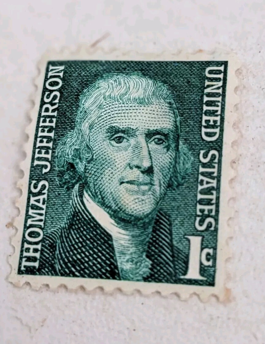 Thomas Jefferson 1 cent Postage Stamp Antique Green Rare Vintage
