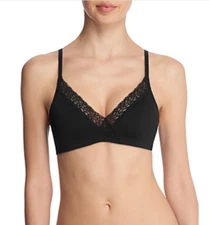 Natori Women Simply Lace Contour Plunge Underwire Bra Black Size 34DD