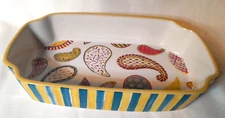 NEW MacKenzie-Childs Carnaby Baker Casserole Stoneware Baking Dish 9x6" PAISLEY