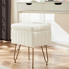ZUNMOS Vanity Stool Chair With Storage Space Non-slip Feet for Powder Bedroom